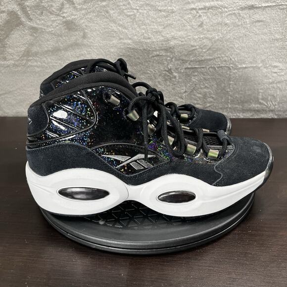 Reebok x Panini Allen Iverson Question Mens Size 9 Black Mid Basketball Shoes - Picture 1 of 10